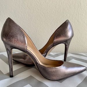 Gunmetal heel pumps